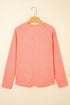 Layered Daisy Applique Patchwork V Neck Long Sleeve Top